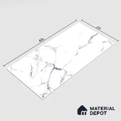 Marble Floor & Wall Tile TL 02201 Summer White 4 ft x 2 ft Glossy Finish Vitrified Tile - 9 mm
