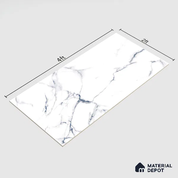 Marble Floor & Wall Tile TL 02201 Summer White 4 ft x 2 ft Glossy Finish Vitrified Tile - 9 mm