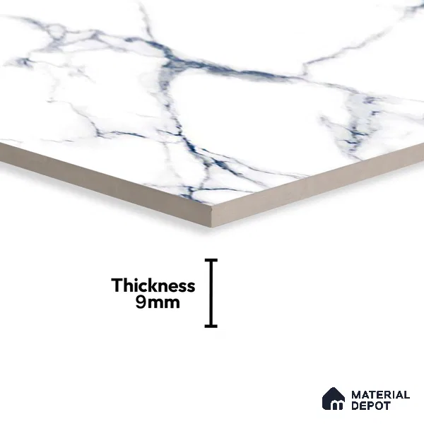 Marble Floor & Wall Tile TL 02201 Summer White 4 ft x 2 ft Glossy Finish Vitrified Tile - 9 mm