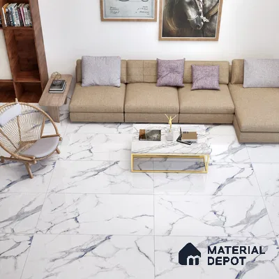 Marble Floor & Wall Tile TL 02201 Summer White 4 ft x 2 ft Glossy Finish Vitrified Tile - 9 mm