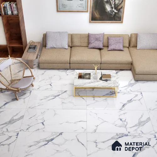 Marble Floor & Wall Tile TL 02201 Summer White 4 ft x 2 ft Glossy Finish Vitrified Tile - 9 mm