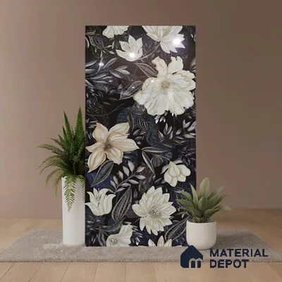 Floral Wall Tile TL 10149 | Super High Gloss Finish  Vitrified Tile - 9 mm | Suitable for Bathroom, Accent/Feature Wall, Dining Area
