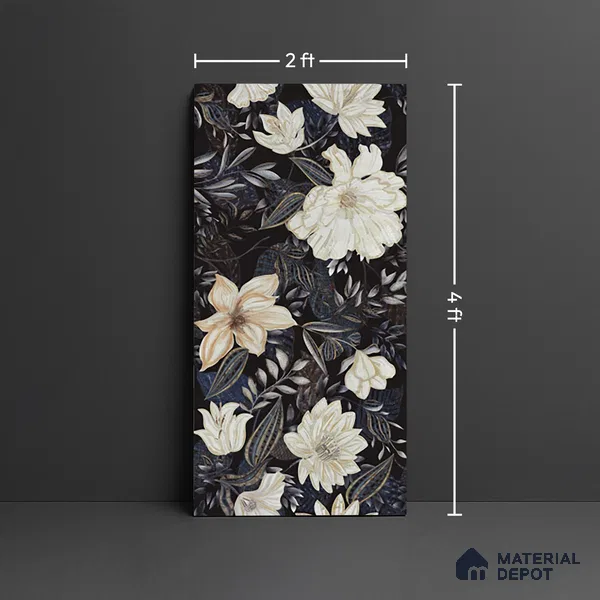 Floral Wall Tile TL 10149 | Super High Gloss Finish  Vitrified Tile - 9 mm | Suitable for Bathroom, Accent/Feature Wall, Dining Area