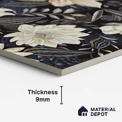 Floral Wall Tile TL 10149 | Super High Gloss Finish  Vitrified Tile - 9 mm | Suitable for Bathroom, Accent/Feature Wall, Dining Area