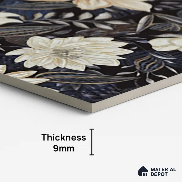 Floral Wall Tile TL 10149 | Super High Gloss Finish  Vitrified Tile - 9 mm | Suitable for Bathroom, Accent/Feature Wall, Dining Area