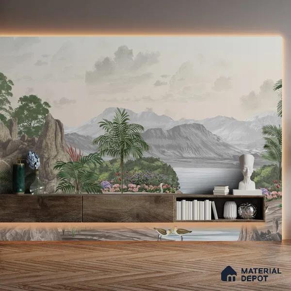 Surmaya, Pleasing Room Wallpaper Design Sukoon Series Canvas Nature Design (Customised Size Wallpaper)