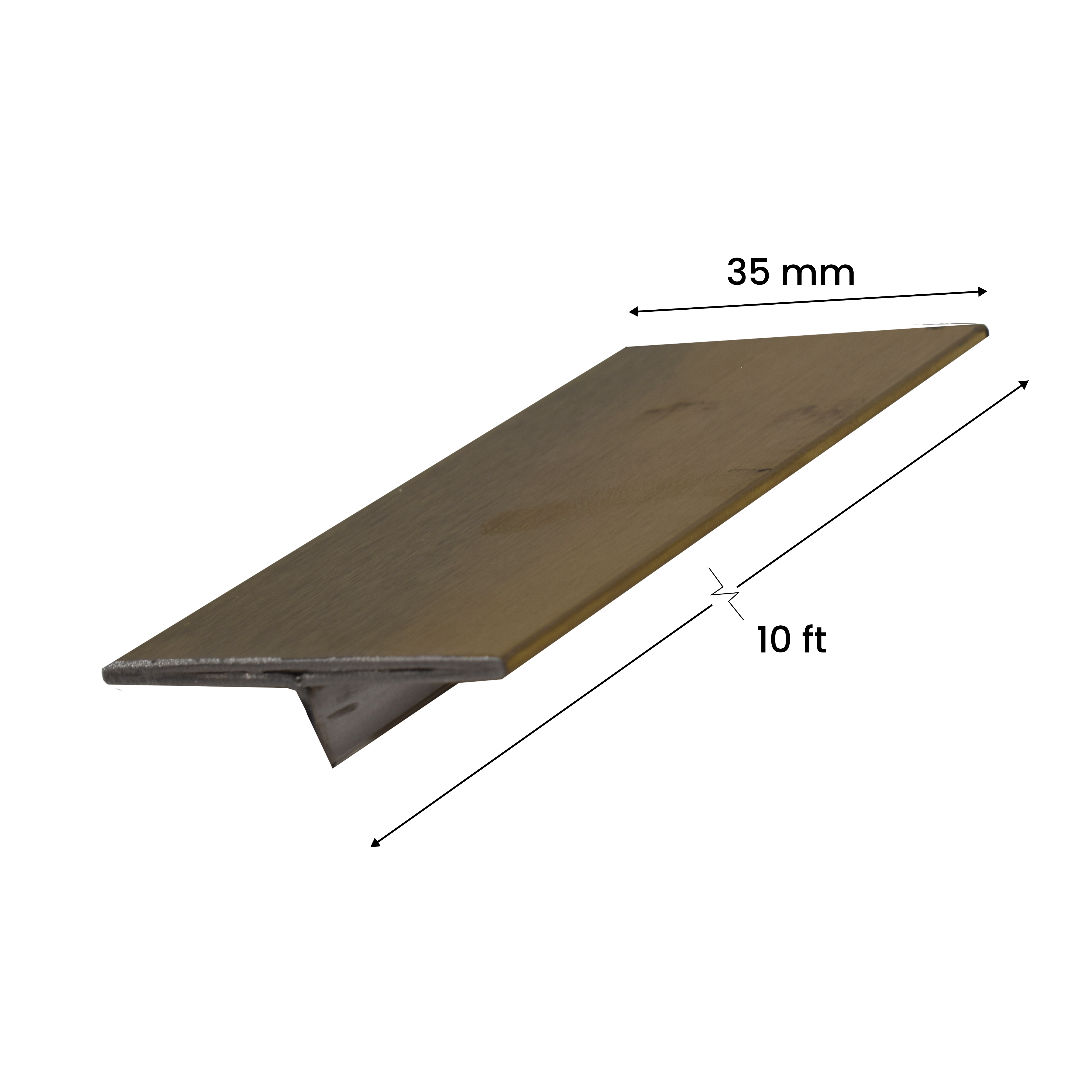SS 304 T Profile Brush Gold Matte Finish Edgeline PM 00281 AA | 10 ft (3 mtr) x 35 mm x 0.6 mm | Adhesive Type Installation | Suitable for Floor & Walls