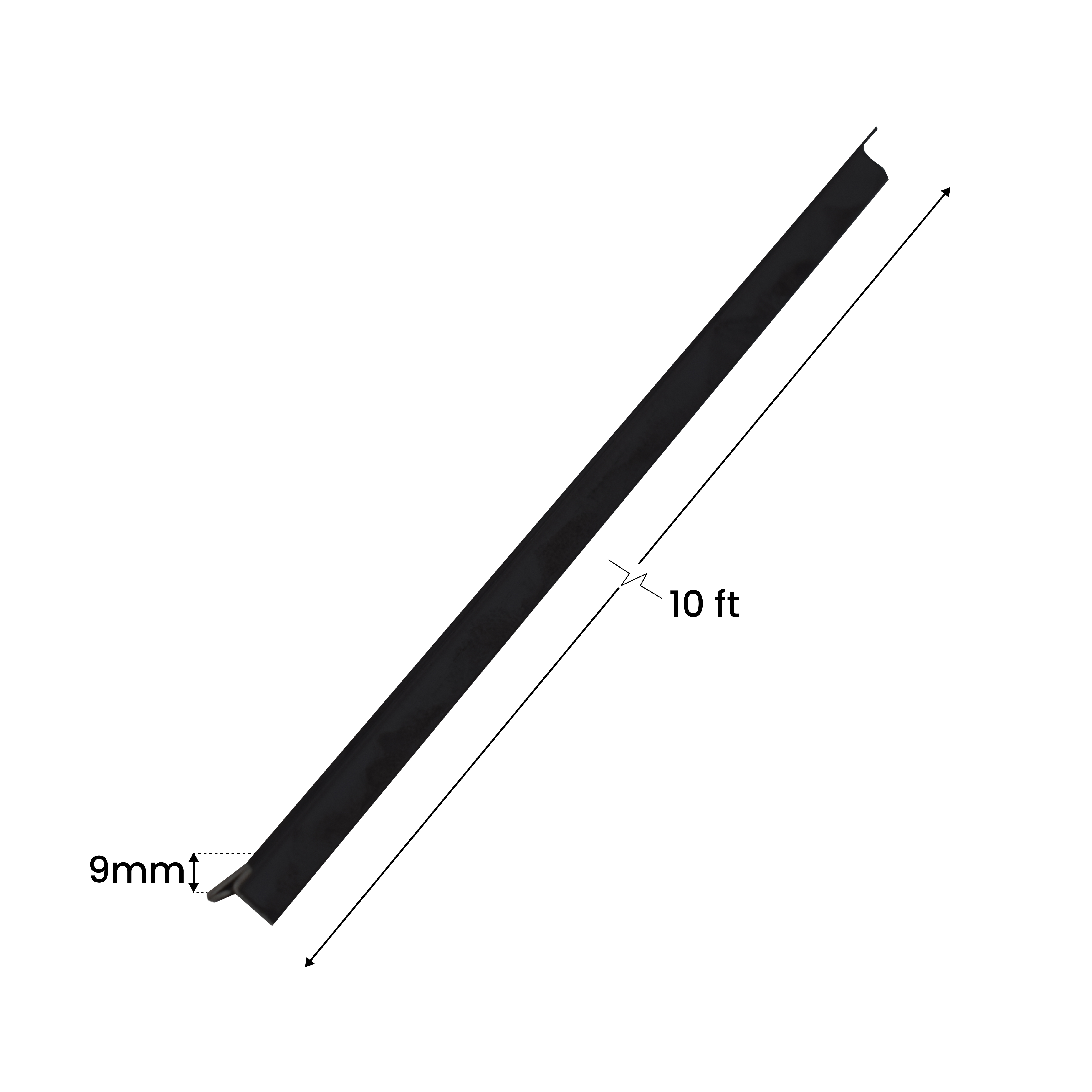 SS 304 T Profile Polish Black Glossy Finish Edgeline PM 00281 B | 10 ft (3 mtr) x 9 mm x 0.6 mm | Adhesive Type Installation | Suitable for Floor & Walls