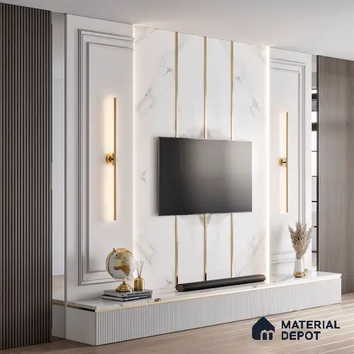 SS 304 T Profile Polished Gold Glossy Finish Edgeline PM 00281 K | 10 ft (3 mtr) x 18 mm x 0.6 mm | Adhesive Type Installation | Suitable for Floor & Walls