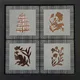 Handmade Third Fired Tile TL 13001 B Copper Sage 147x147 mm Debossed Matte Vitrified Full Body Mughal Series Tile - 10 mm | 9 Random Design | Individual Designs Available Image 01