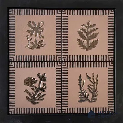 Handmade Third Fired Tile TL 13001 C Copper Rose 147x147 mm Debossed Matte Vitrified Full Body Mughal Series Tile - 10 mm | 9 Random Design | Individual Designs Available