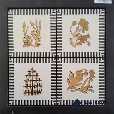 Handmade Third Fired Tile TL 13001 D Gilded Ivory 147x147 mm Debossed Matte Vitrified Full Body Mughal Series Tile - 10 mm | 9 Random Design | Individual Designs Available