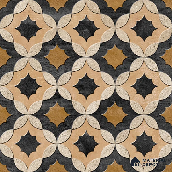 Moroccan Wall & Floor Tile TL 01443 Tan Beige 2 ft x 2 ft Matte Finish Vitrified Tile - 9 mm | Suitable For Kitchen, Bathroom, Dining Area | Please Expect a Slight Variation of Pattern