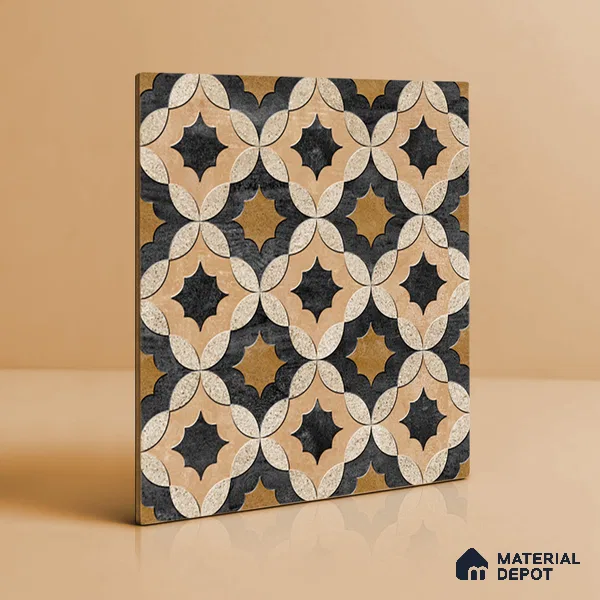 Moroccan Wall & Floor Tile TL 01443 Tan Beige 2 ft x 2 ft Matte Finish Vitrified Tile - 9 mm | Suitable For Kitchen, Bathroom, Dining Area | Please Expect a Slight Variation of Pattern