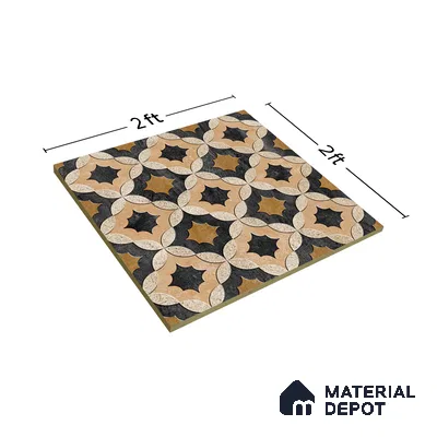 Moroccan Wall & Floor Tile TL 01443 Tan Beige 2 ft x 2 ft Matte Finish Vitrified Tile - 9 mm | Suitable For Kitchen, Bathroom, Dining Area | Please Expect a Slight Variation of Pattern