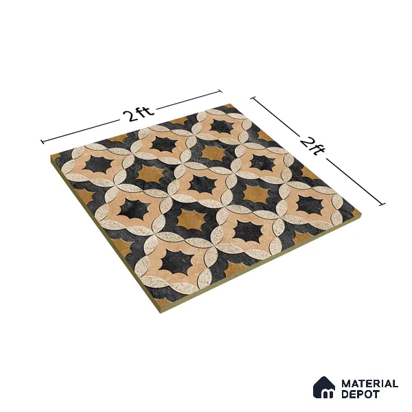 Moroccan Wall & Floor Tile TL 01443 Tan Beige 2 ft x 2 ft Matte Finish Vitrified Tile - 9 mm | Suitable For Kitchen, Bathroom, Dining Area | Please Expect a Slight Variation of Pattern