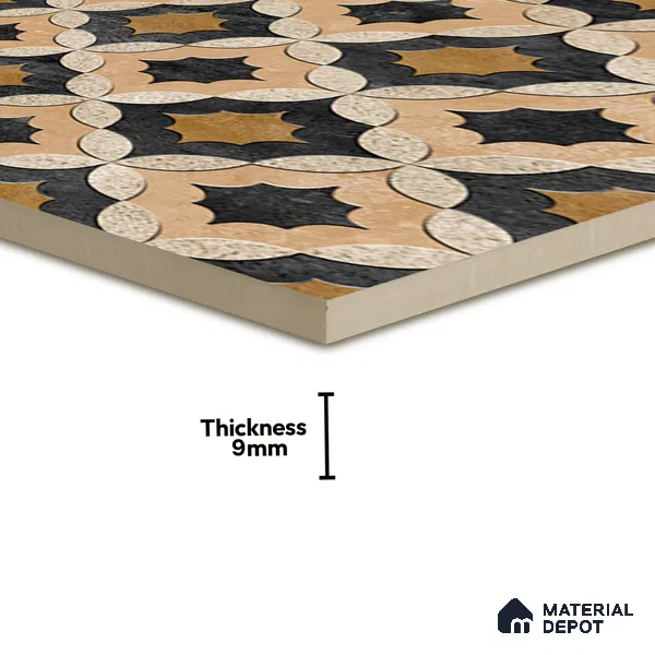 Moroccan Wall & Floor Tile TL 01443 Tan Beige 2 ft x 2 ft Matte Finish Vitrified Tile - 9 mm | Suitable For Kitchen, Bathroom, Dining Area | Please Expect a Slight Variation of Pattern