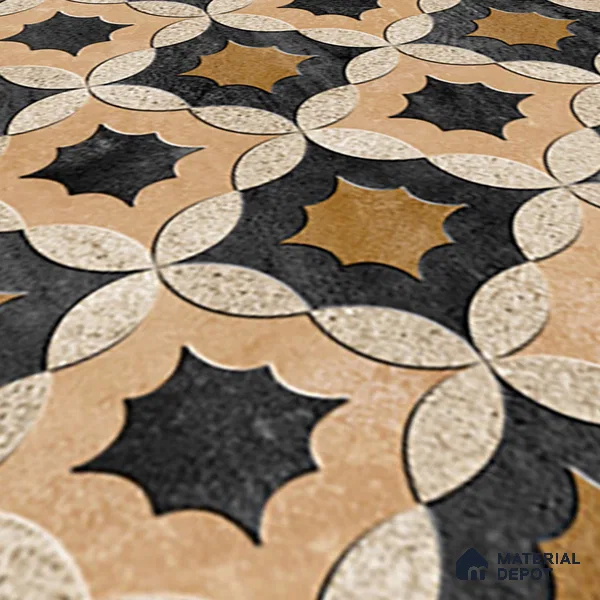 Moroccan Wall & Floor Tile TL 01443 Tan Beige 2 ft x 2 ft Matte Finish Vitrified Tile - 9 mm | Suitable For Kitchen, Bathroom, Dining Area | Please Expect a Slight Variation of Pattern