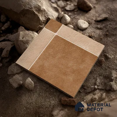 Budget Friendly Stone Look Value for Money Parking Tan Brown Floor Tile 16 x 16 inch | TL 00594 | Vitrified Matte Finish Tile - 12 mm | Suitable For Parking, Outdoor, Balcony & Terrace | Pattern Alignment May Vary | 2-3 mm Spacer is Mandatory