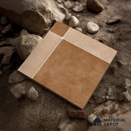 Budget Friendly Stone Look Value for Money Parking Tan Brown Floor Tile 16 x 16 inch | TL 00594 | Vitrified Matte Finish Tile - 12 mm | Suitable For Parking, Outdoor, Balcony & Terrace | Pattern Alignment May Vary | 2-3 mm Spacer is Mandatory