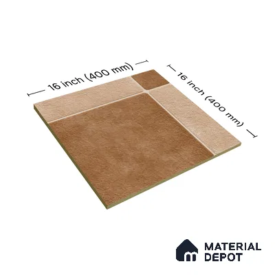 Budget Friendly Stone Look Value for Money Parking Tan Brown Floor Tile 16 x 16 inch | TL 00594 | Vitrified Matte Finish Tile - 12 mm | Suitable For Parking, Outdoor, Balcony & Terrace | Pattern Alignment May Vary | 2-3 mm Spacer is Mandatory