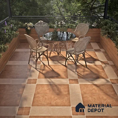 Budget Friendly Stone Look Value for Money Parking Tan Brown Floor Tile 16 x 16 inch | TL 00594 | Vitrified Matte Finish Tile - 12 mm | Suitable For Parking, Outdoor, Balcony & Terrace | Pattern Alignment May Vary | 2-3 mm Spacer is Mandatory