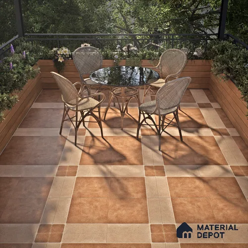 Budget Friendly Stone Look Value for Money Parking Tan Brown Floor Tile 16 x 16 inch | TL 00594 | Vitrified Matte Finish Tile - 12 mm | Suitable For Parking, Outdoor, Balcony & Terrace | Pattern Alignment May Vary | 2-3 mm Spacer is Mandatory