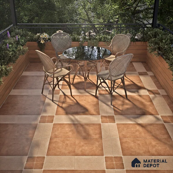 Budget Friendly Stone Look Value for Money Parking Tan Brown Floor Tile 16 x 16 inch | TL 00594 | Vitrified Matte Finish Tile - 12 mm | Suitable For Parking, Outdoor, Balcony & Terrace | Pattern Alignment May Vary | 2-3 mm Spacer is Mandatory