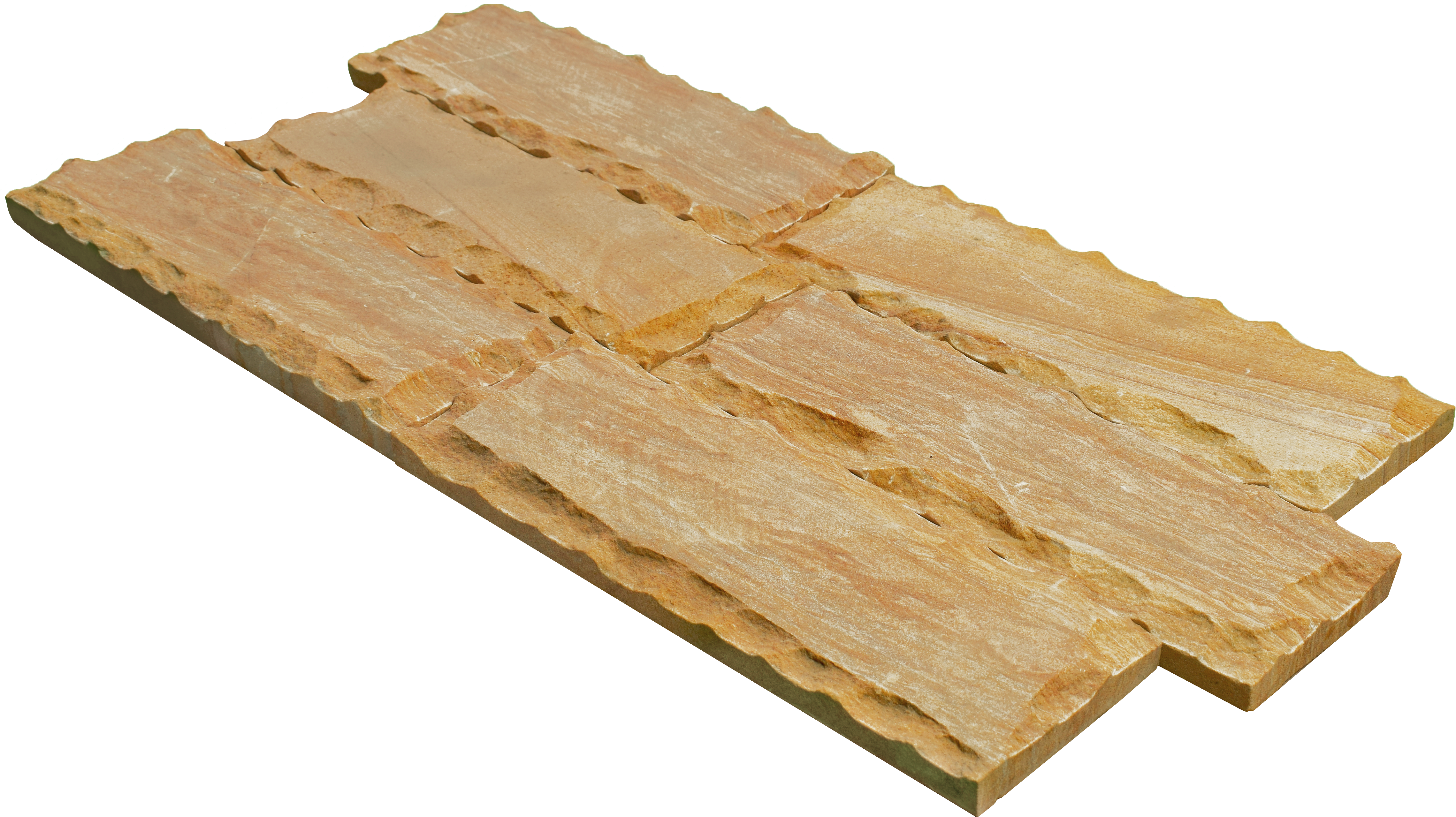 WL 00134 Teak Chizel 100 x 300 mm Natural Stone Wall Cladding | 1 Sq. Ft. = 3 Pieces |  Stone is a Natural Product, Please Expect Variation in Shades