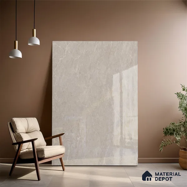 Budget Friendly Large Format Marble Floor Tile TL 04400 Terix Pearl Glossy Finish Vitrified Colorbody Tile - 15 mm | Suitable for Living Room, Bedroom, Office | Adhesive and Spacers Must be Used During Installation