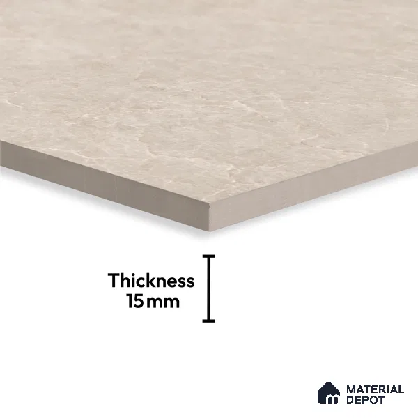 Budget Friendly Large Format Marble Floor Tile TL 04400 Terix Pearl Glossy Finish Vitrified Colorbody Tile - 15 mm | Suitable for Living Room, Bedroom, Office | Adhesive and Spacers Must be Used During Installation
