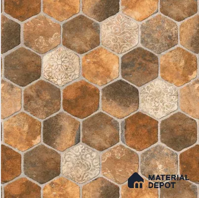 TL 06312 Terra Brown 16 x 16 inch Heavy Duty Glazed Vitirified Floor Tile - 12 mm | Pattern Alignment May Vary | 2-3 mm Spacer is Mandatory (Sample)