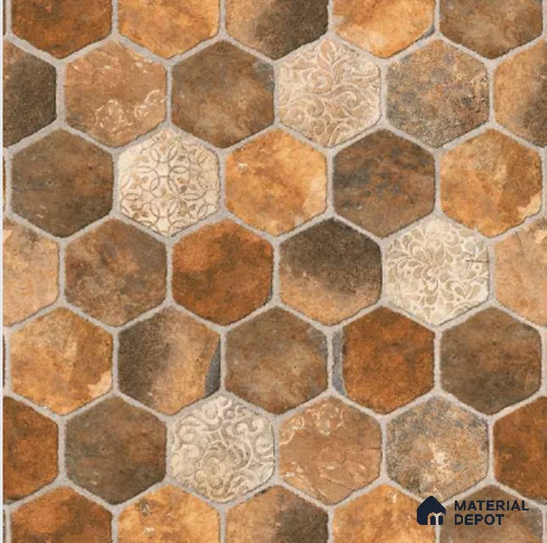 TL 06312 Terra Brown 16 x 16 inch Heavy Duty Glazed Vitirified Floor Tile - 12 mm | Pattern Alignment May Vary | 2-3 mm Spacer is Mandatory (Sample)