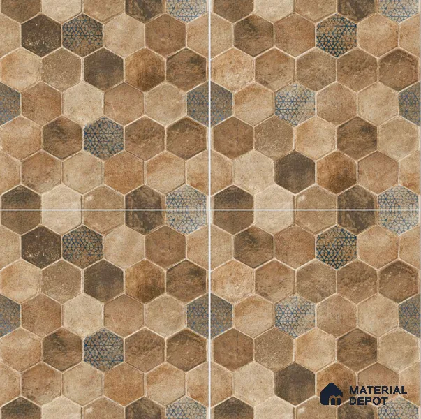 TL 06312 Terra Brown 16 x 16 inch Heavy Duty Glazed Vitirified Floor Tile - 12 mm | Pattern Alignment May Vary | 2-3 mm Spacer is Mandatory (Sample)