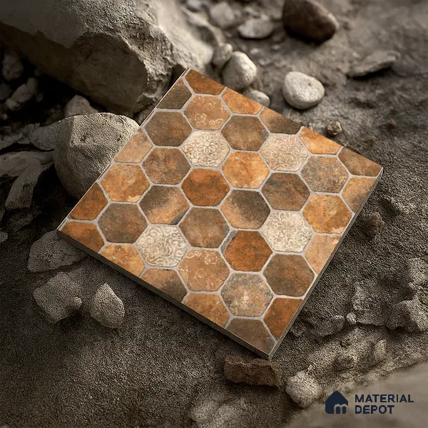 TL 06312 Terra Brown 16 x 16 inch Heavy Duty Glazed Vitirified Floor Tile - 12 mm | Pattern Alignment May Vary | 2-3 mm Spacer is Mandatory (Sample)