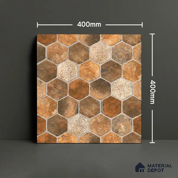 TL 06312 Terra Brown 16 x 16 inch Heavy Duty Glazed Vitirified Floor Tile - 12 mm | Pattern Alignment May Vary | 2-3 mm Spacer is Mandatory (Sample)