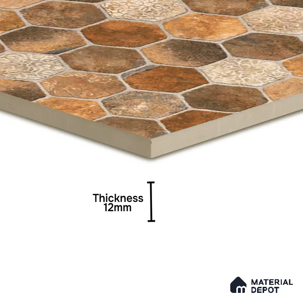 TL 06312 Terra Brown 16 x 16 inch Heavy Duty Glazed Vitirified Floor Tile - 12 mm | Pattern Alignment May Vary | 2-3 mm Spacer is Mandatory (Sample)