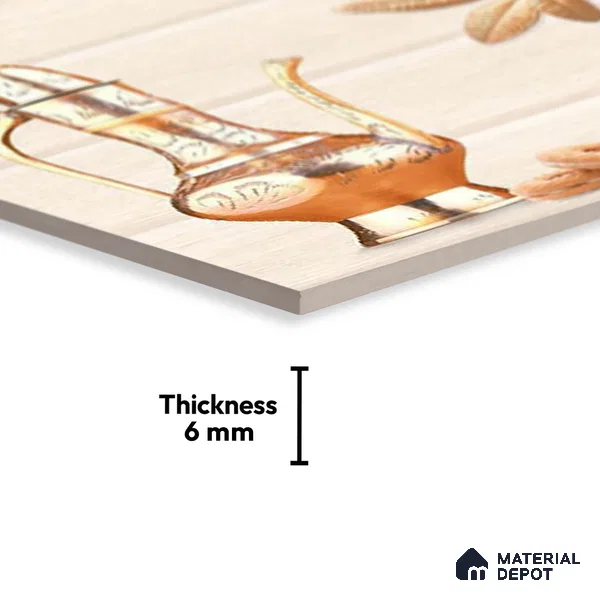TL 01896 B Buttercream Highlighter 1 18 x 12 inch Glossy Finish Ceramic Wall Tile - 6 mm