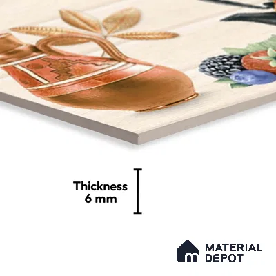 TL 01896 C Buttercream & Beige Highlighter 2 18 x 12 inch Glossy Finish Ceramic Wall Tile - 6 mm
