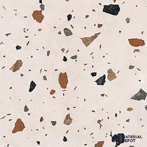 Terrazzo Floor & Wall Tile TL 06131 C Stellar Dust 2 ft x 2 ft Rustic Carving Matte Finish Vitrified Tile - 9 mm | Suitable For Living Room, Bedroom, Bathroom, Kitchen & Dining