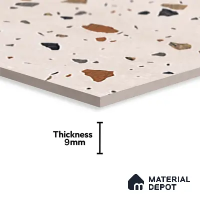 Terrazzo Floor & Wall Tile TL 06131 C Stellar Dust 2 ft x 2 ft Rustic Carving Matte Finish Vitrified Tile - 9 mm |  Suitable For Living Room, Bedroom, Bathroom, Kitchen & Dining