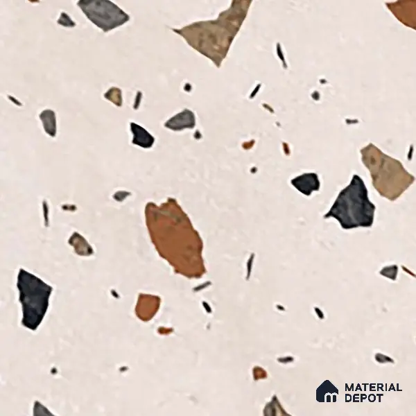 Terrazzo Floor & Wall Tile TL 06131 C Stellar Dust 2 ft x 2 ft Rustic Carving Matte Finish Vitrified Tile - 9 mm | Suitable For Living Room, Bedroom, Bathroom, Kitchen & Dining
