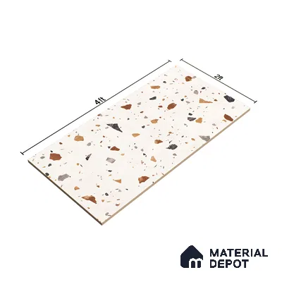 Terrazzo Floor & Wall Tile TL 06131 Gravity Bianco Royal 4 ft x 2 ft Vitrified Carving Matte Finish - 9 mm | 4 Random Design | Suitable For Living Room, Bedroom, Bathroom, Kitchen