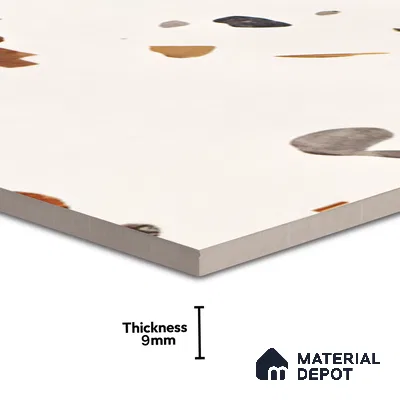 Terrazzo Floor & Wall Tile TL 06131 Gravity Bianco Royal 4 ft x 2 ft Vitrified Carving Matte Finish - 9 mm | 4 Random Design | Suitable For Living Room, Bedroom, Bathroom, Kitchen