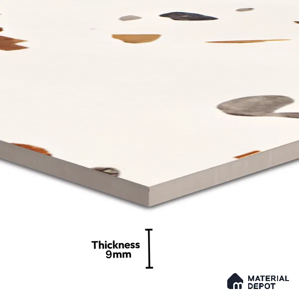 Terrazzo Floor & Wall Tile TL 06131 Gravity Bianco Royal 4 ft x 2 ft Vitrified Carving Matte Finish - 9 mm | 4 Random Design | Suitable For Living Room, Bedroom, Bathroom, Kitchen
