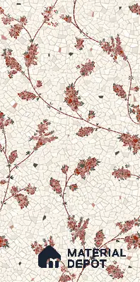 Floral Wall Tile TL 06143 B Crackle Flora Decor 4 ft x 2 ft Vitrified Glue Matte Finish - 9 mm | Suitable For Living Room, Bedroom, Bathroom, Dining