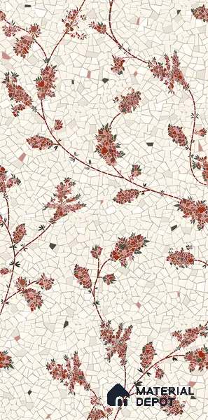 Floral Wall Tile TL 06143 B Crackle Flora Decor 4 ft x 2 ft Vitrified Glue Matte Finish - 9 mm | Suitable For Living Room, Bedroom, Bathroom, Dining
