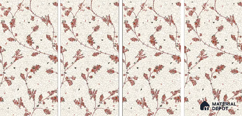 Floral Wall Tile TL 06143 B Crackle Flora Decor 4 ft x 2 ft Vitrified Glue Matte Finish - 9 mm | Suitable For Living Room, Bedroom, Bathroom, Dining