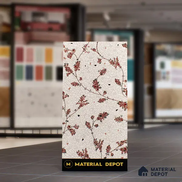 Floral Wall Tile TL 06143 B Crackle Flora Decor 4 ft x 2 ft Vitrified Glue Matte Finish - 9 mm | Suitable For Living Room, Bedroom, Bathroom, Dining