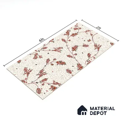 Floral Wall Tile TL 06143 B Crackle Flora Decor 4 ft x 2 ft Vitrified Glue Matte Finish - 9 mm | Suitable For Living Room, Bedroom, Bathroom, Dining